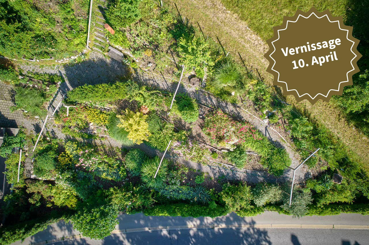 Luftaufnahme des Gartens des Hotels Promenade